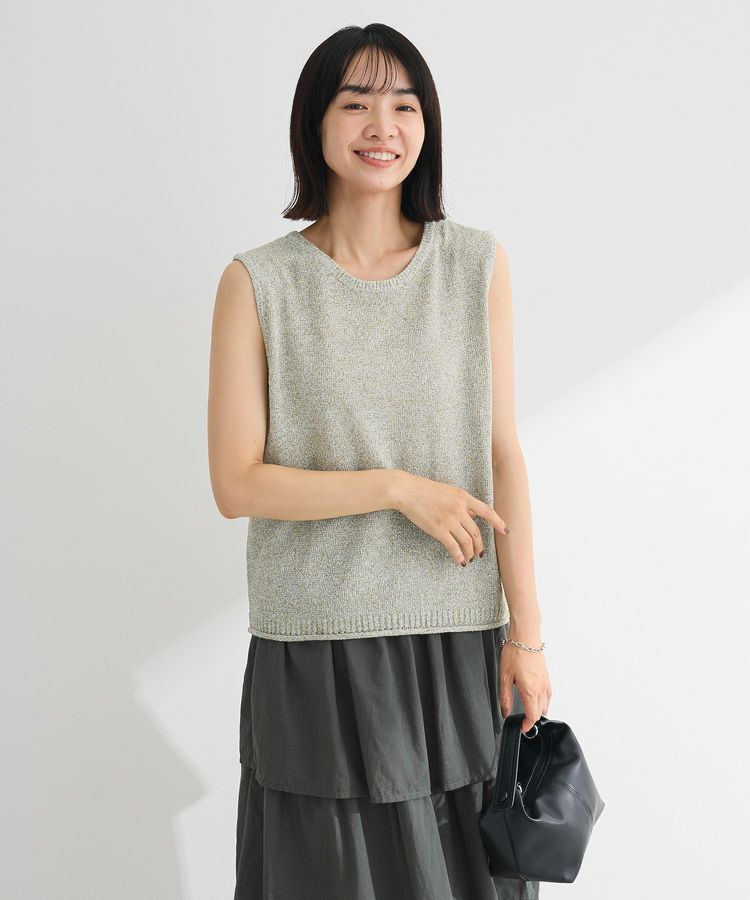 Green Parks「前後2way ミックスカラーノースリーブニット」|ベスト・ジレ|