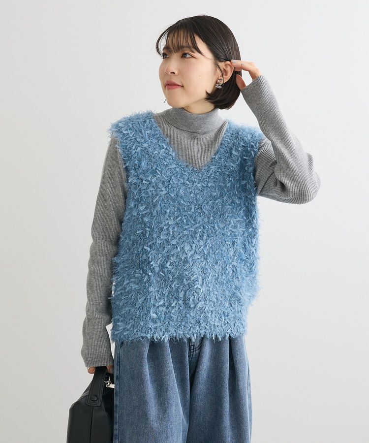Green Parks「フェザーヤーンニットベスト」|ベスト・ジレ|Blue