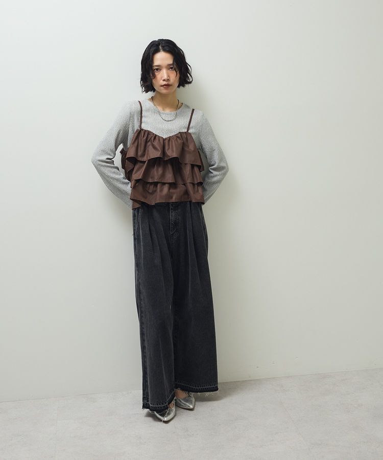 Green Parks「タックワイドデニムパンツ」|デニム|