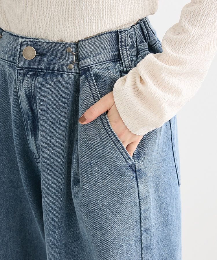 Green Parks「タックワイドデニムパンツ」|デニム|