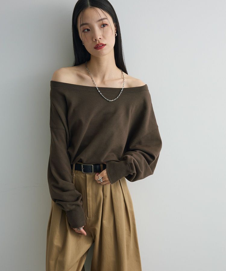 AnriettMusee「オフショルスウェット」|スウェット・ジャージ|Brown