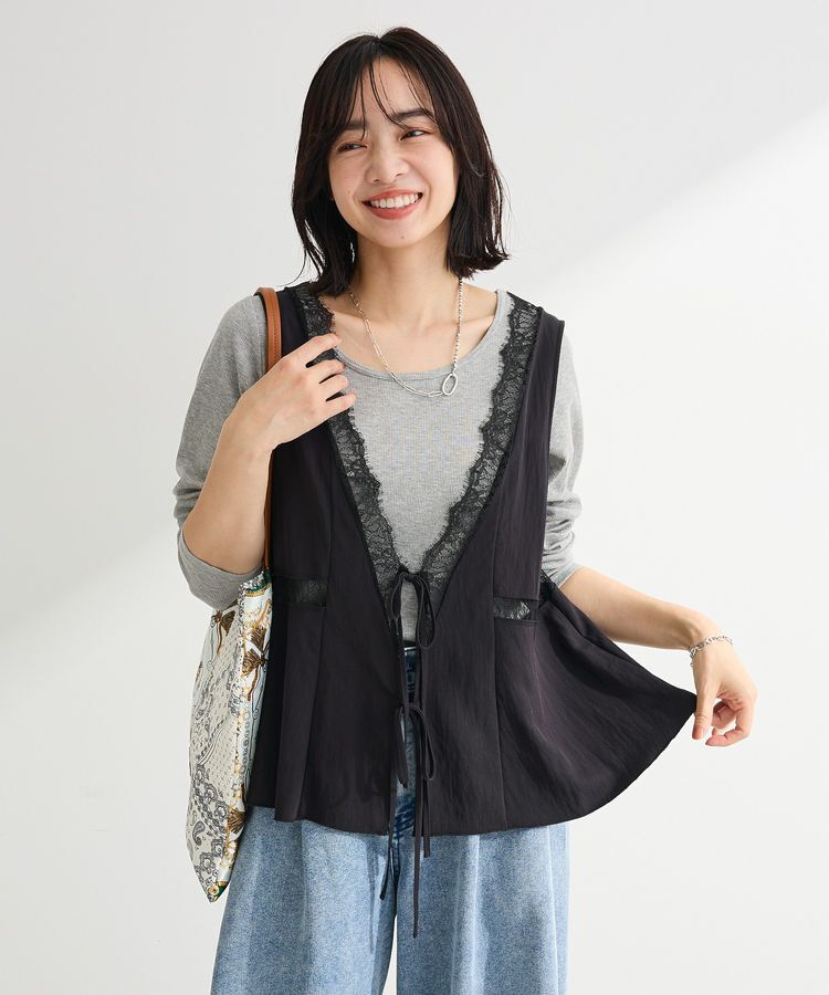 Green Parks「ランジェリー風サテンビスチェ」|ベスト・ジレ|
