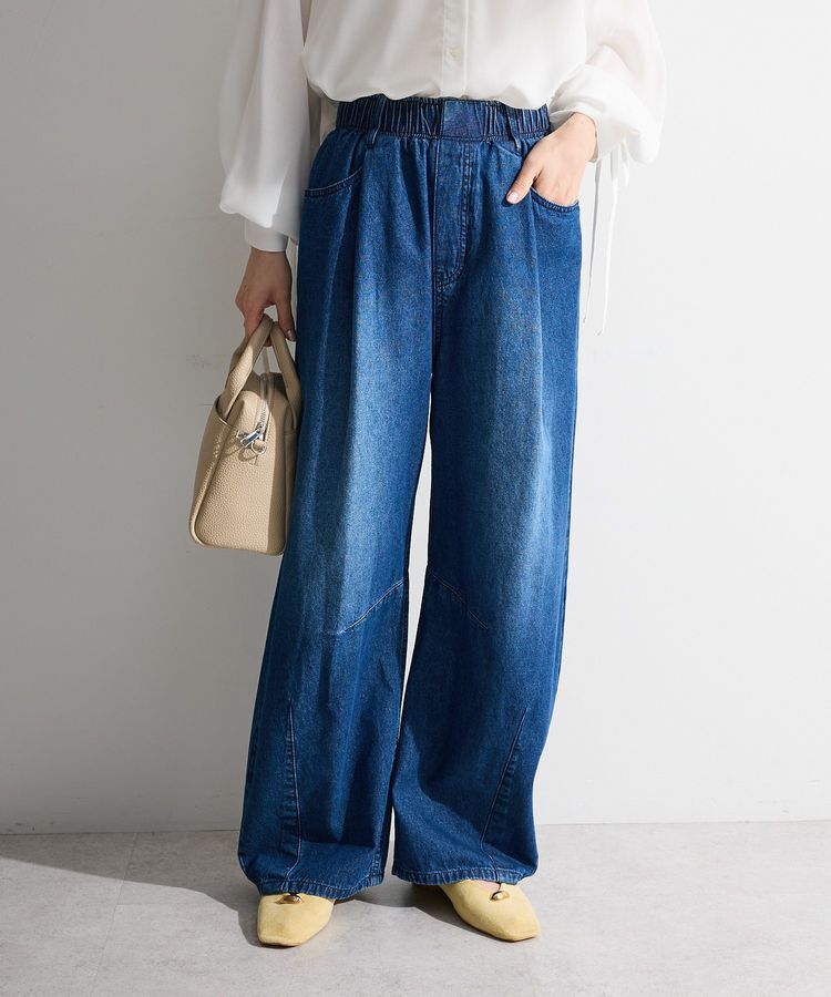 Green Parks「ウエストタックコクーンデニムパンツ」|デニム|Indigo