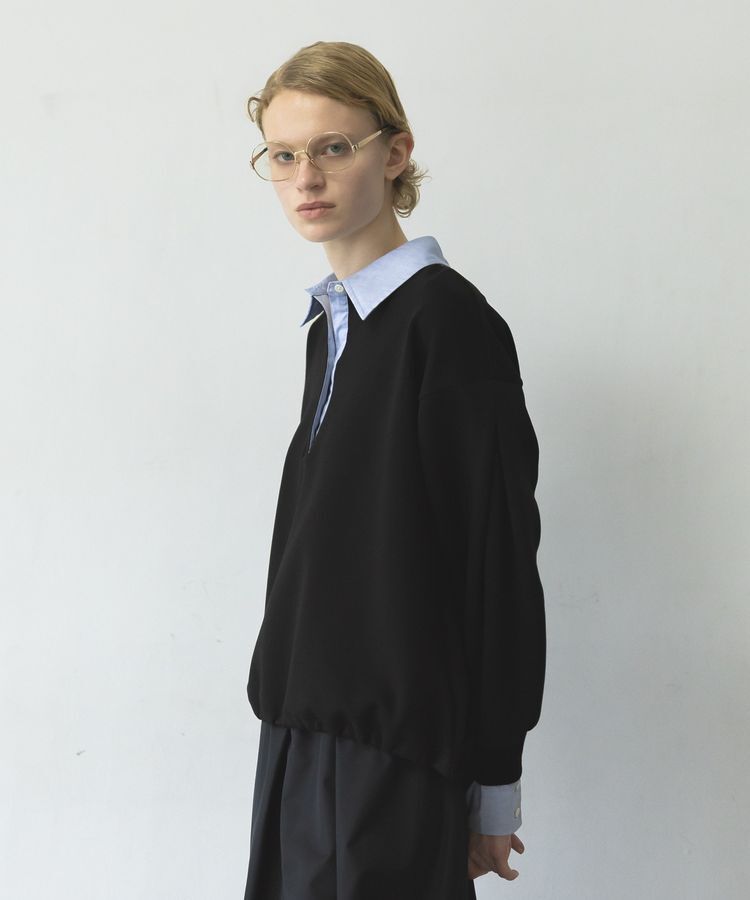 GARAGE OF GOOD CLOTHING「レイヤード風クレリックプルオーバー」|スウェット・ジャージ|Black