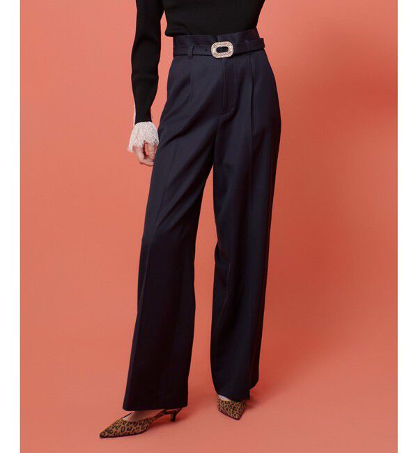 LOULOU WILLOUGHBY「【LOULOU WILLOUGHBY】ビジューバックルパンツ」|チノ|