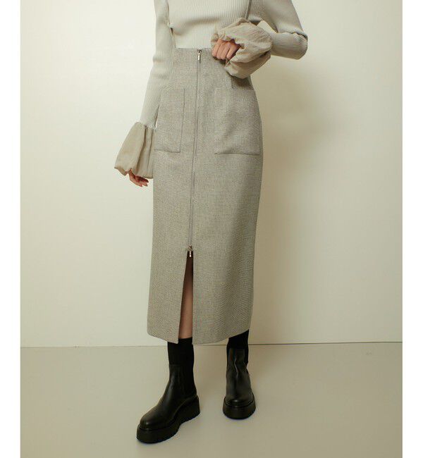 allureville「メランジピンヘッドサススカート」|タイト|