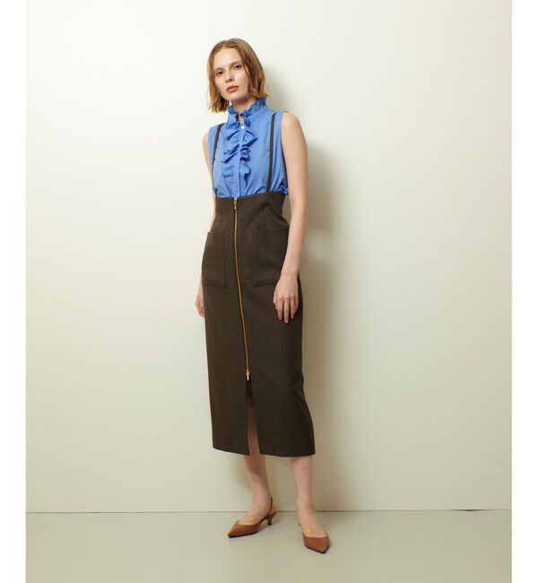 allureville「メランジピンヘッドサススカート」|タイト|