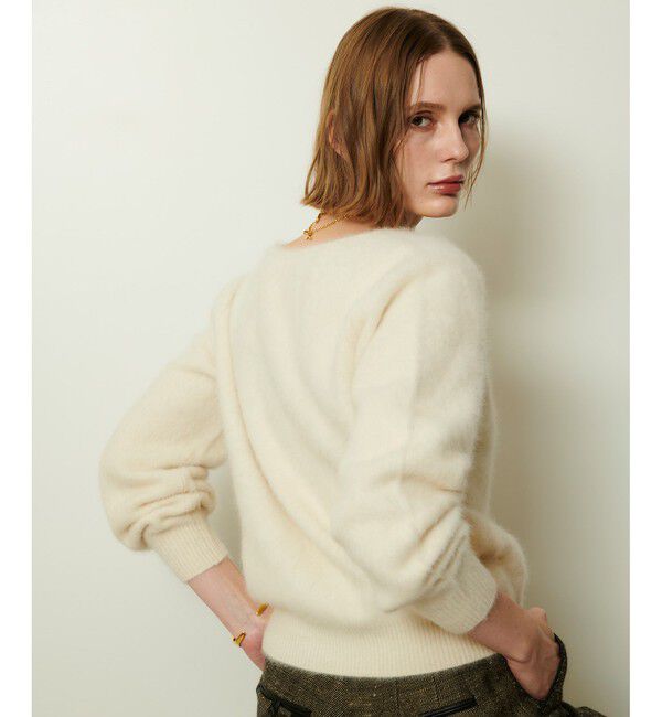 allureville「カシミヤブレンドファー加工Ｖプルオーバー」|ニット・セーター|