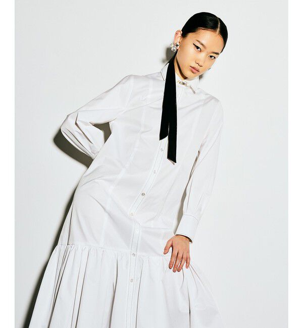 LOULOU WILLOUGHBY「【LOULOU WILLOUGHBY】メモリーツイルティアードシャツワンピース」|ワンピース|ホワイト系