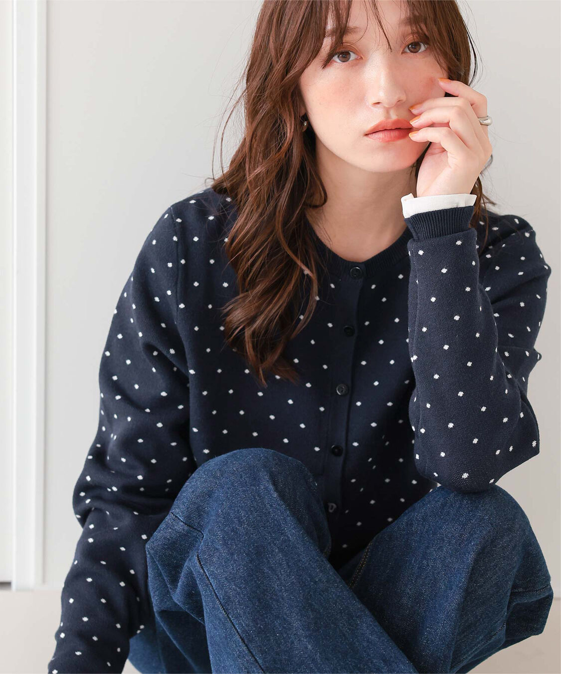 titivate「ドットジャガードニットカーディガン」|ニット・セーター|
