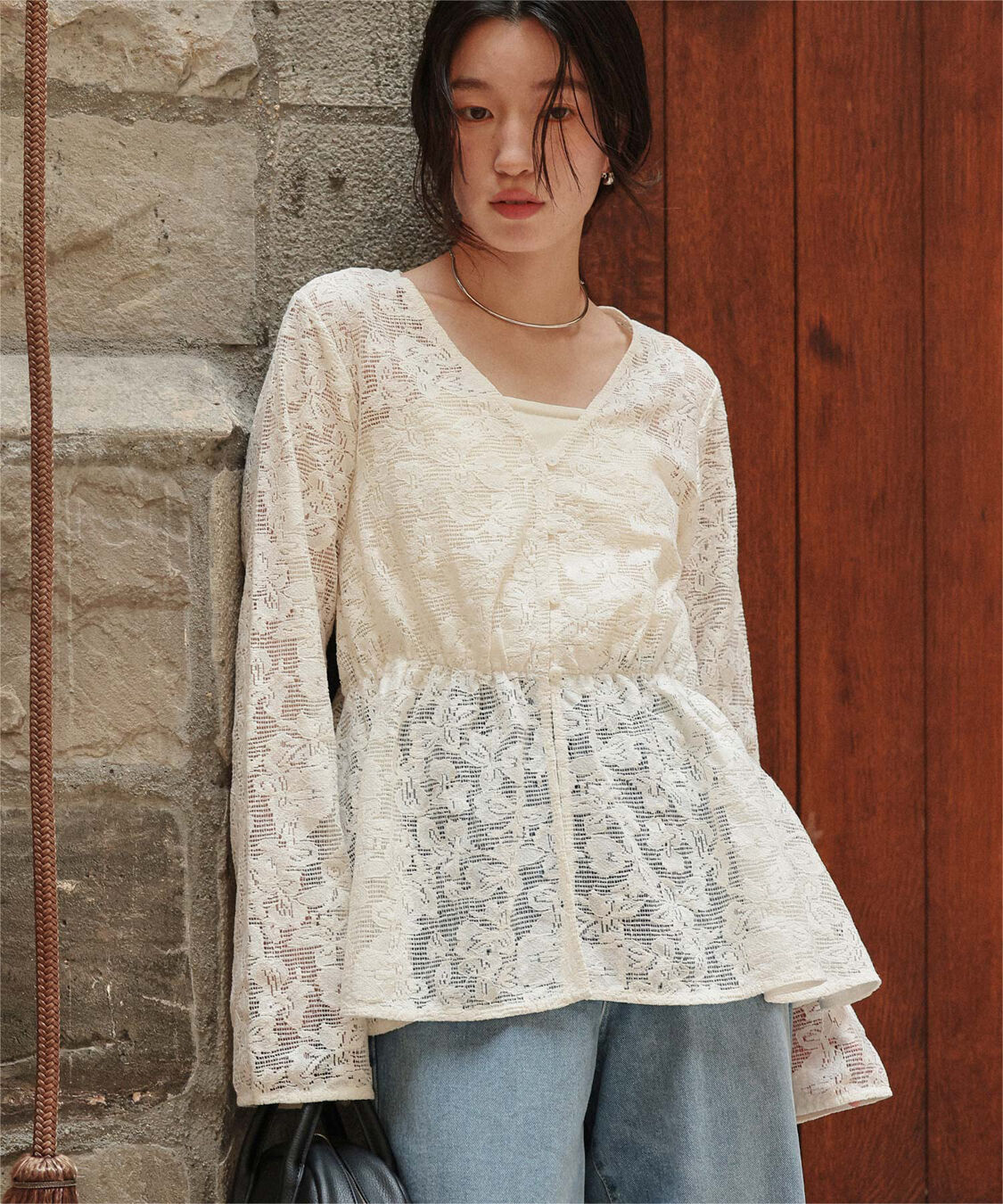 titivate「Vネックペプラムデザインレースブラウス」|シャツ・ブラウス|