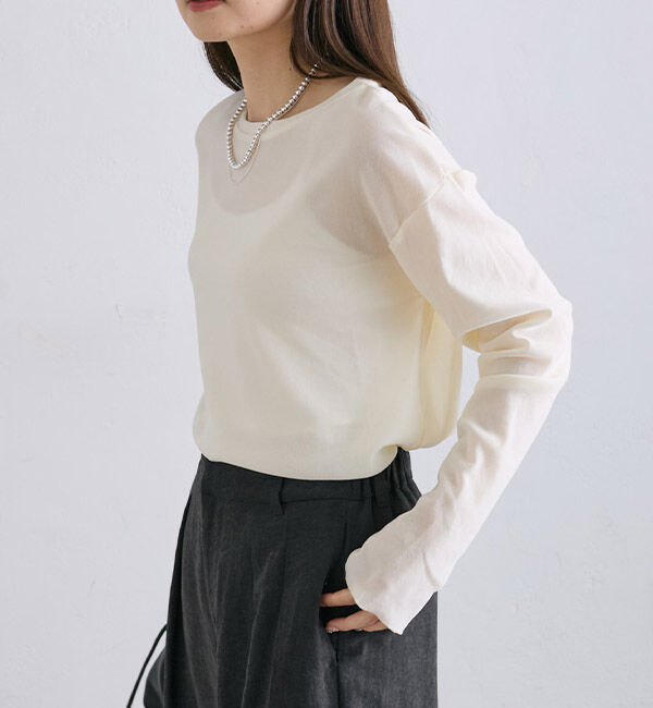  「【リバイバル】ナイロンチュールベロアクルーネックカットソー」|プルオーバー|