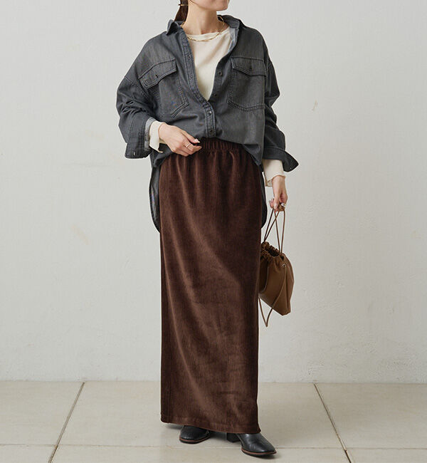  「【サイズ展開/＠yns628＆＠e_r_i_125企画】ストレッチコールスカート」|スカート|