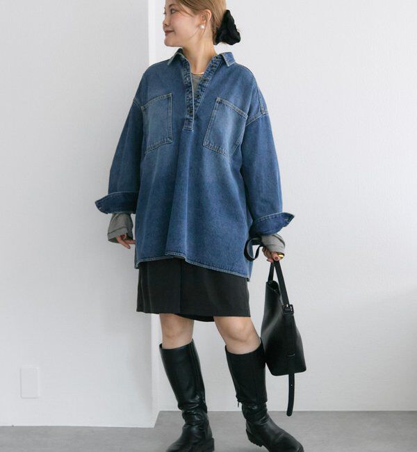 「【＠noricorico102企画】ヴィンテージライクデニムチュニックシャツ」|シャツ・ブラウス|