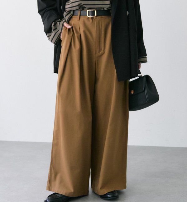 「コットンレーヨンツータックワイドパンツ」|その他|