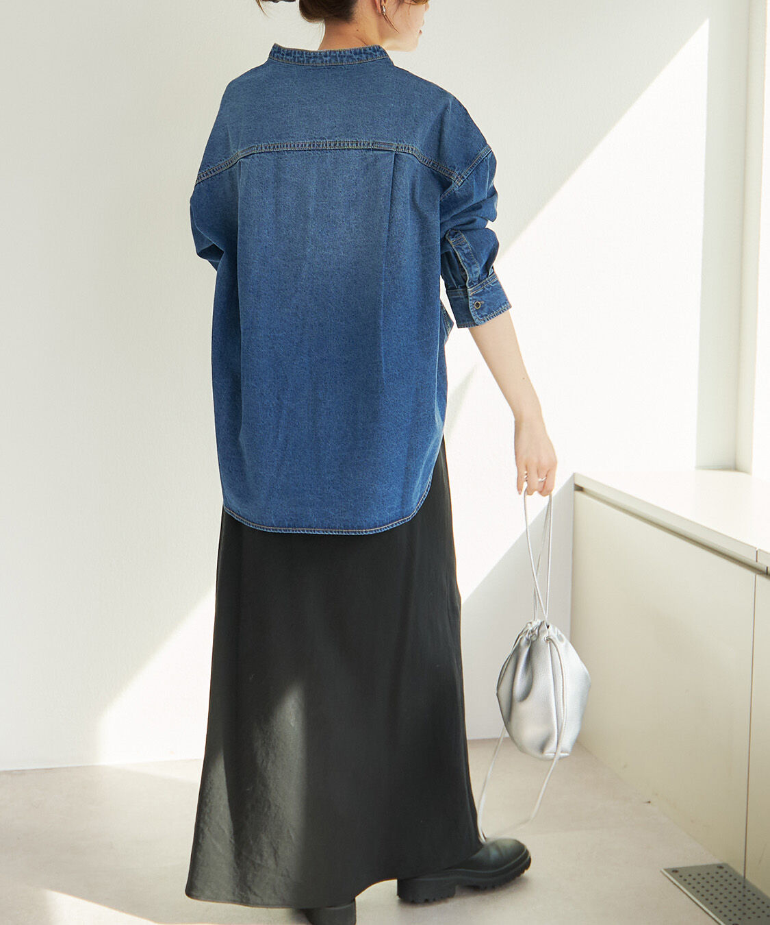  「デニムバンドカラーシャツ」|シャツ・ブラウス|
