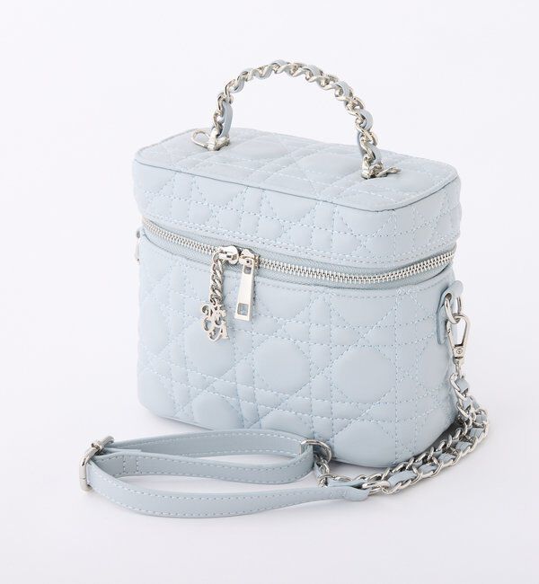  「チャーム付きキルティングバニティバッグ」|ショルダー・メッセンジャー|サックスブルー