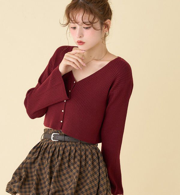  「ベル袖リブカーデ」|ニット・セーター|