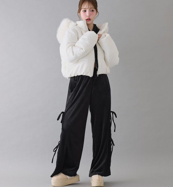  「ファー付きショートフェイクダウン」|ダッフルコート|