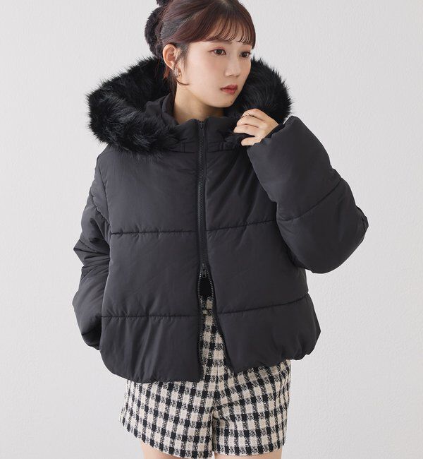  「ファー付きショートフェイクダウン」|ダッフルコート|