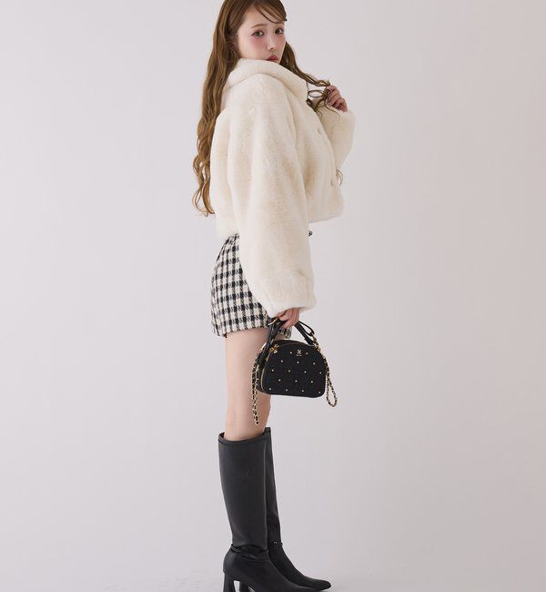  「衿つきエコファーショートコート」|ダウンベスト・ベスト|