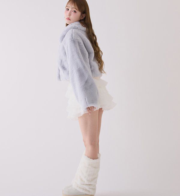  「衿つきエコファーショートコート」|ダウンベスト・ベスト|