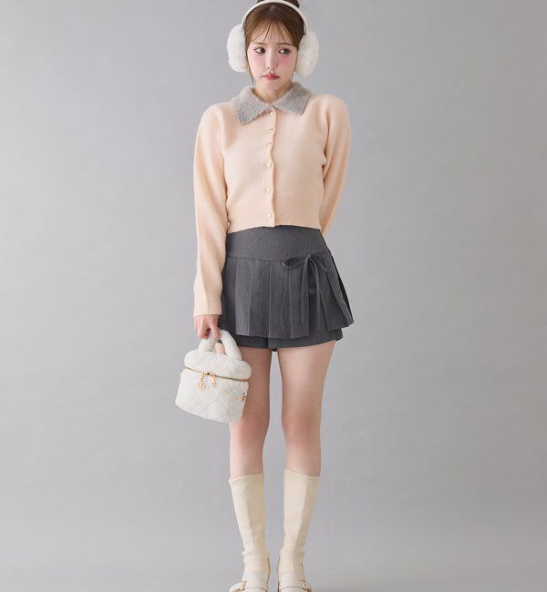  「シャギー襟配色ポロニット」|ニット・セーター|