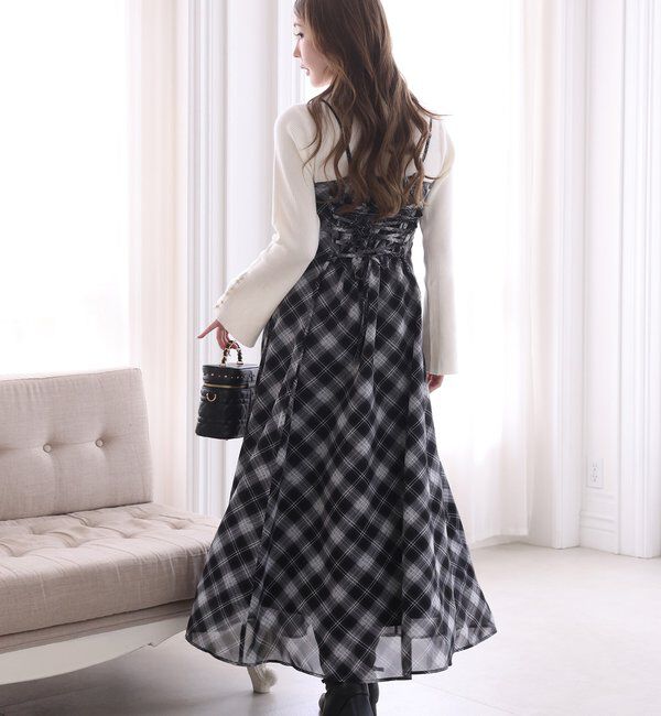  「肩リボンニットセットワンピース」|ワンピース|