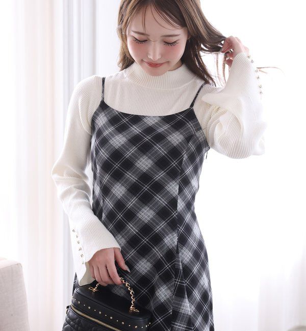  「肩リボンニットセットワンピース」|ワンピース|