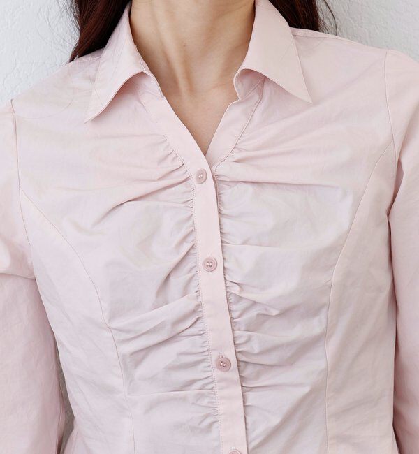  「【リボン取り外し可能】フロントギャザーボウタイシャツ」|シャツ・ブラウス|