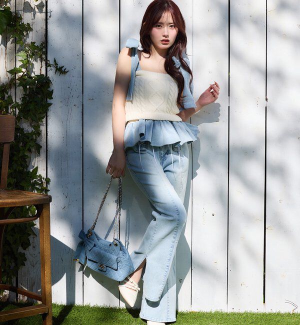  「【Denim Collection】レースアップデニムパンツ/SMサイズ展開あり」|その他|