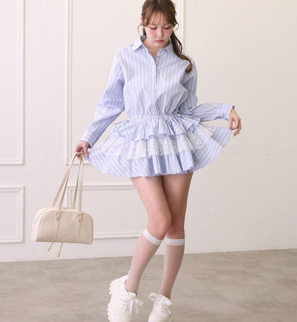  「裾ティアードシャツワンピース」|シャツ・ブラウス|