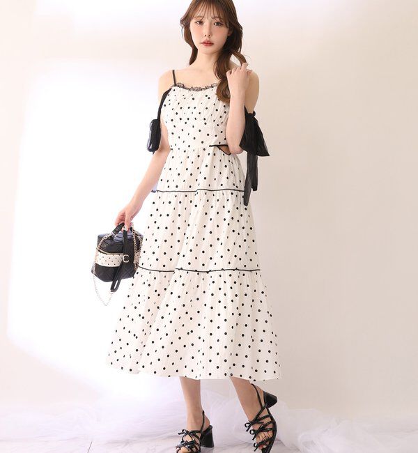  「【SMサイズ展開あり】サイドカットリボンロングキャミワンピ」|ワンピース|