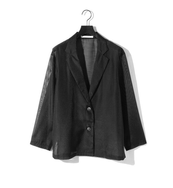 MIDIUMISOLID「MIDIUMISOLID for Ladies シアーシャツジャケット」|テーラードジャケット|ブラック