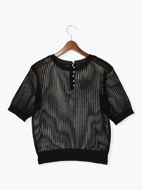 Te chichi「バックパールメッシュハーフスリーブニット」|ニット・セーター|