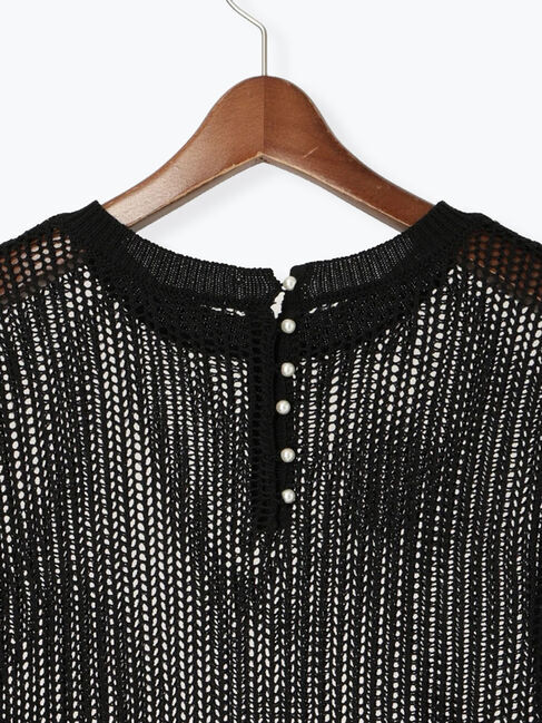 Te chichi「バックパールメッシュハーフスリーブニット」|ニット・セーター|