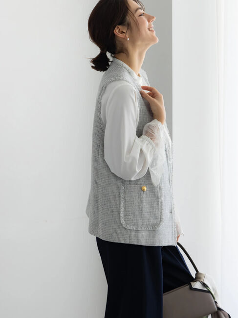 Te chichi「【セレモニーアイテム】ツイードVネックジレ」|ダウンベスト・ベスト|