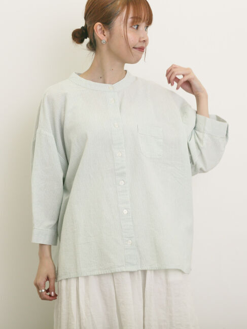 Samansa Mos2「バンドカラーゆるシャツ」|シャツ・ブラウス|