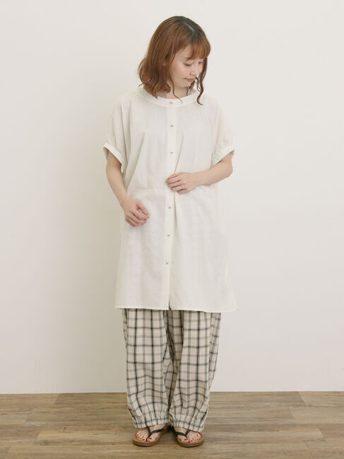 Samansa Mos2「袖口ギャザー前後2WAYチュニック」|シャツ・ブラウス|