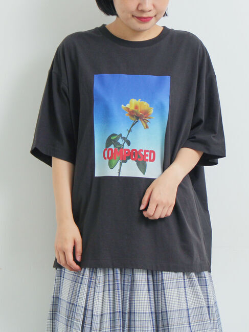 SM2「[接触冷感]バックシャーリング転写プリントTシャツ」|Tシャツ・カットソー|ブラック