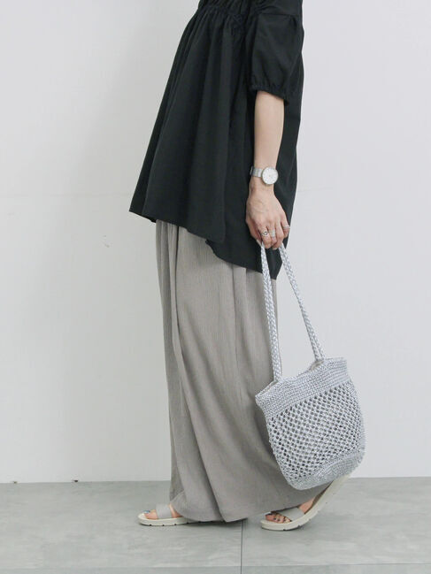 Samansa Mos2 blue「楊柳ハイウエストパンツ」|その他|