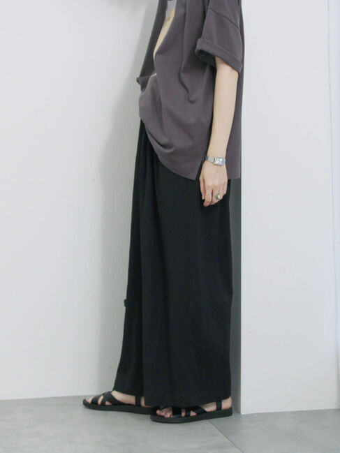 Samansa Mos2 blue「楊柳ハイウエストパンツ」|その他|ブラック