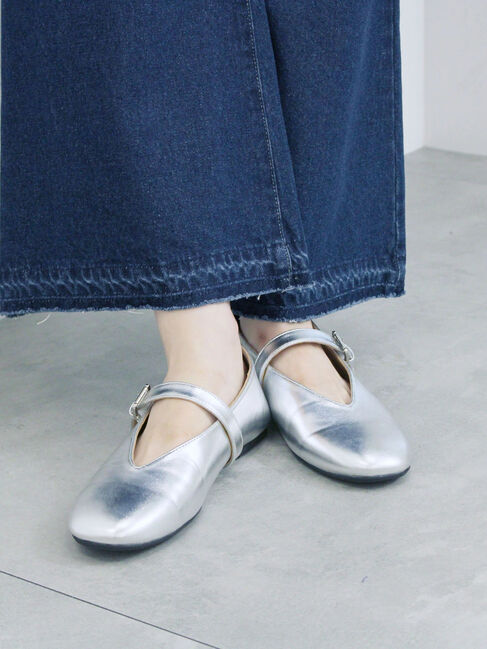 Samansa Mos2 blue「Vカットメリージェーン」|ビジネス・ドレスシューズ|