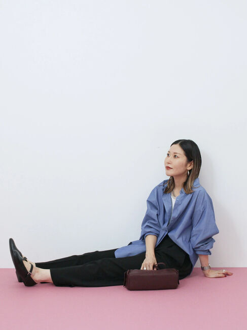 Samansa Mos2 blue「Vカットメリージェーン」|ビジネス・ドレスシューズ|