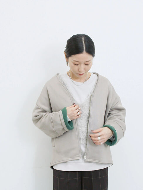 Samansa Mos2 blue「【マシンウォッシャブル】マルチスタイルボンディングブルゾン」|ブルゾン・スタジャン|