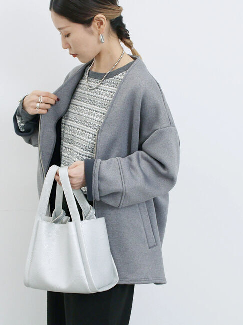 Samansa Mos2 blue「【マシンウォッシャブル】マルチスタイルボンディングブルゾン」|ブルゾン・スタジャン|