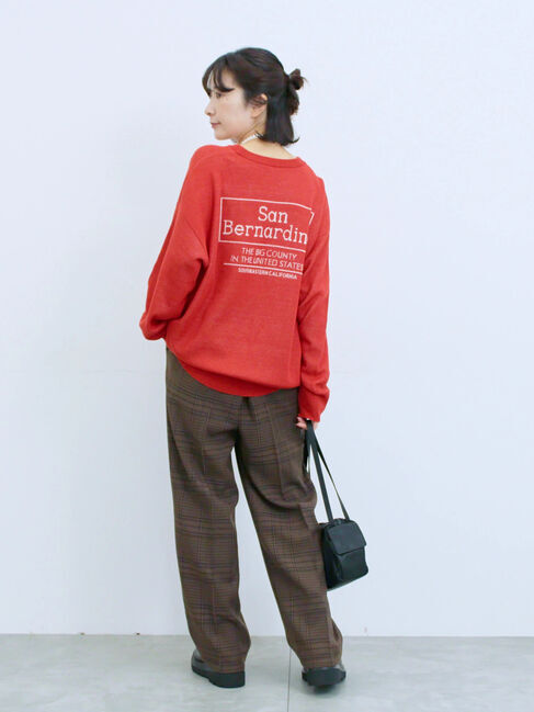 Samansa Mos2 blue「アソートロゴジャガードニットプルオーバー」|ニット・セーター|