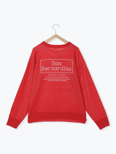 Samansa Mos2 blue「アソートロゴジャガードニットプルオーバー」|ニット・セーター|