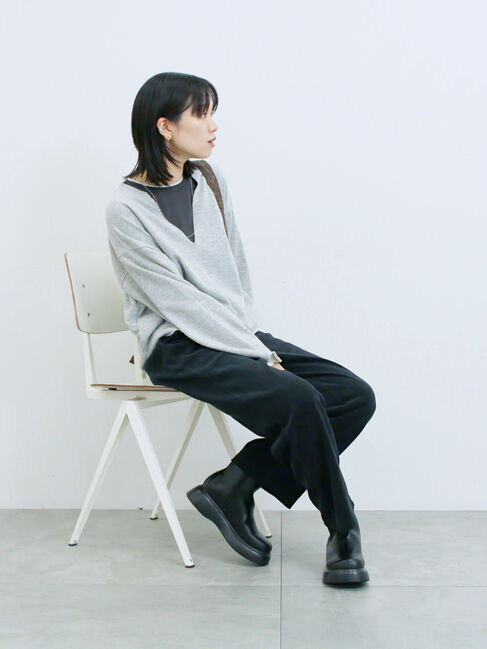 Samansa Mos2 blue「レイヤード風ロンT」|Tシャツ・カットソー|