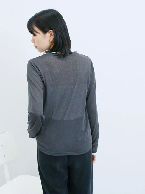 Samansa Mos2 blue「レイヤード風ロンT」|Tシャツ・カットソー|